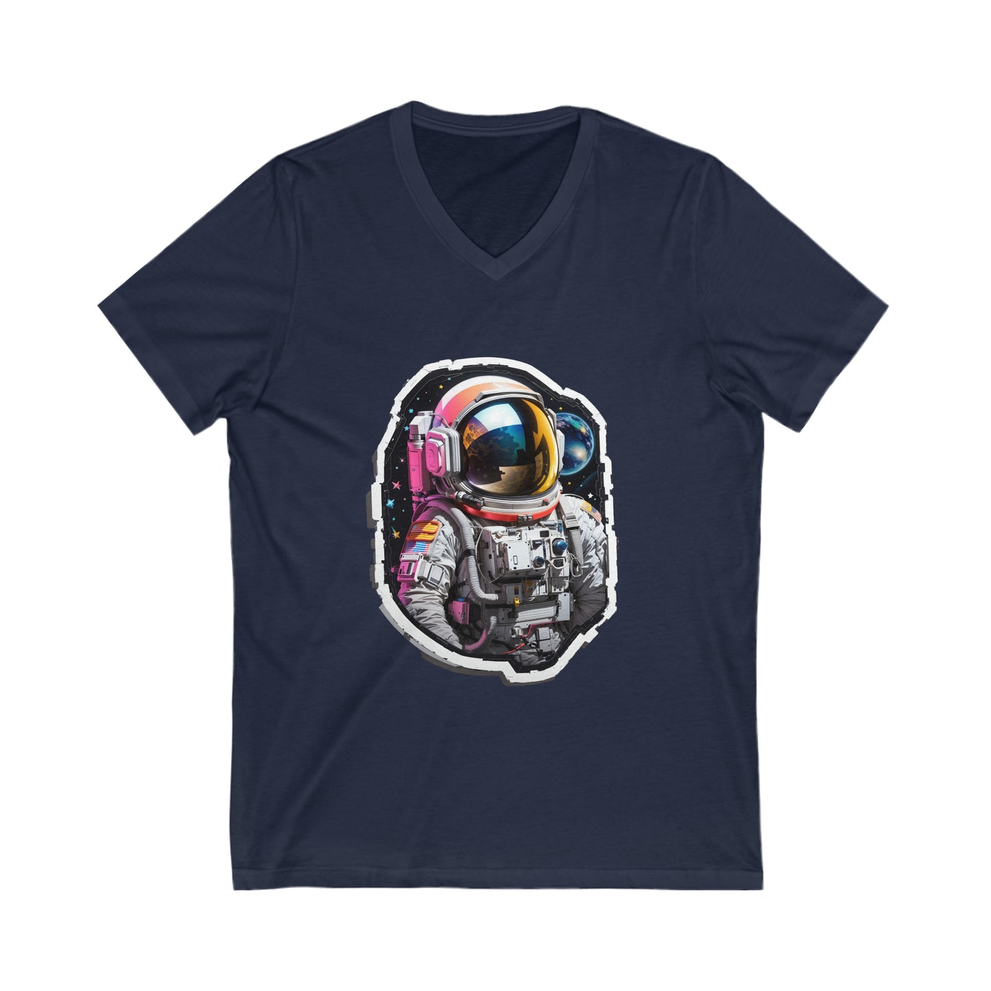 Astronaut Sticker V-Neck Shirt