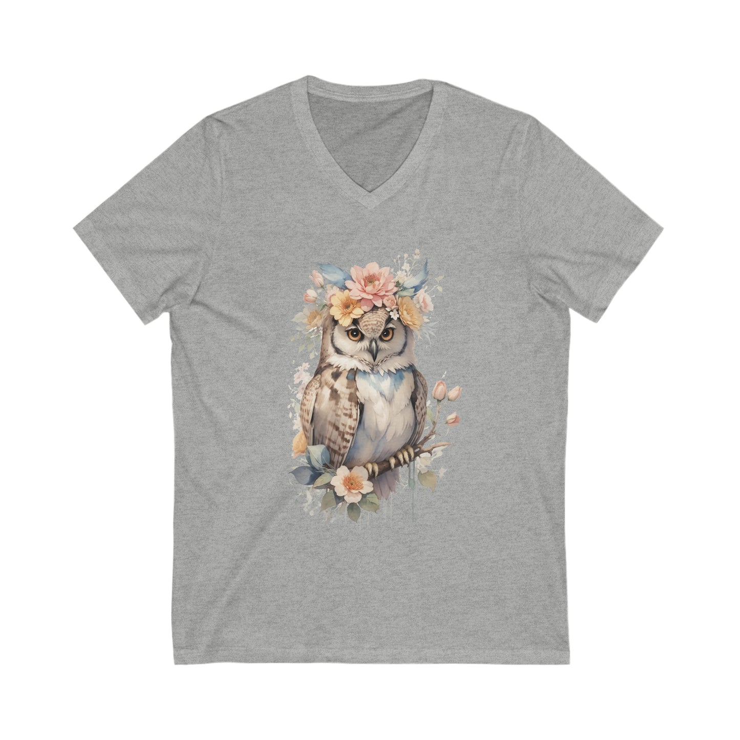 Owl Watercoloring V-Neck Shirt