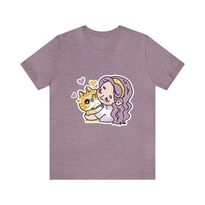 Girl Hugging A Cat Sticker Shirt