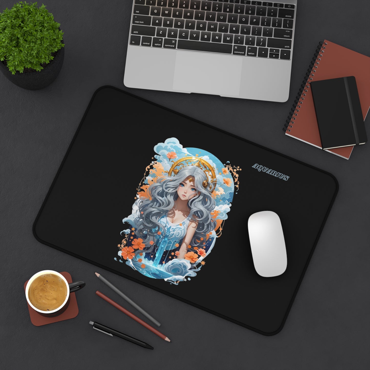 Zodiac Aquarius Manga Girl Desk Mat